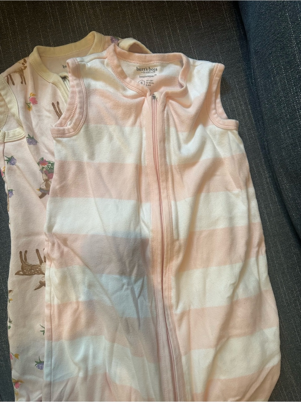 Burt's Bees Baby Pink & White Striped Sleeveless Sleep Sack - Kids Pajamas